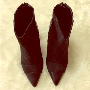 Black Leather and Suede Booties